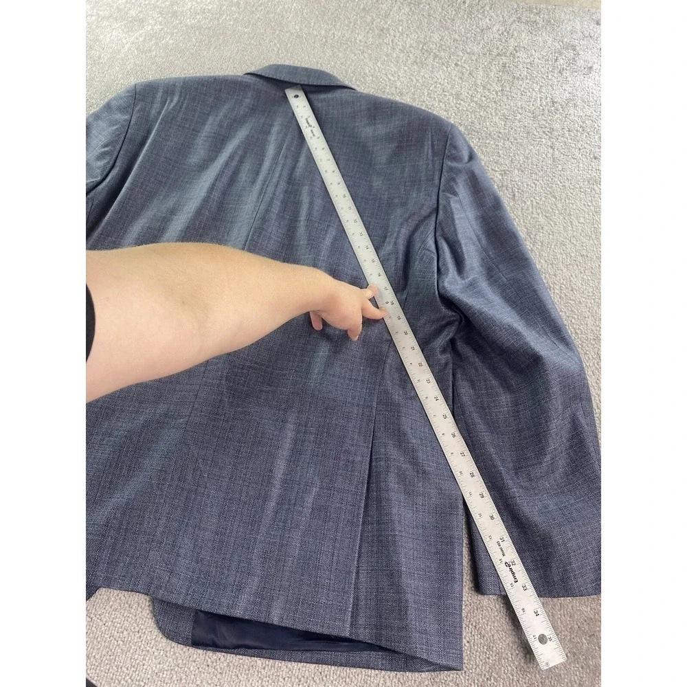 Lauren Ralph Lauren Suit Jacket 52 R Blue Silk Wool Luxury Designer Black Label